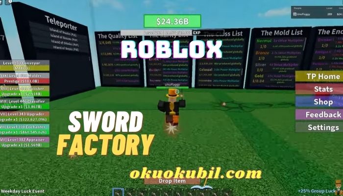 Roblox Sword Factory Kılıç Üretimi Farm Script