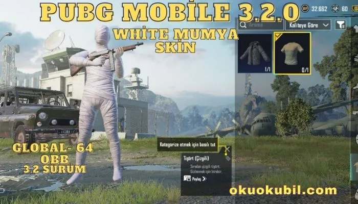 Pubg Mobile 3.2.0 White Mumya Set Skin 64 OBB Hileli İndir