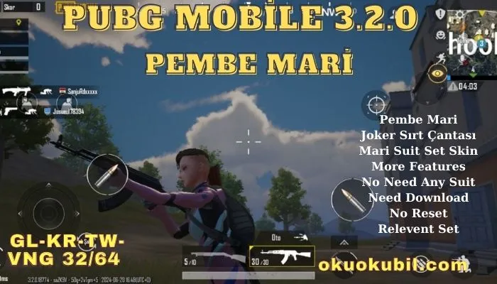 Pubg Mobile 3.2.0 Pembe Mari Suit Skin Config Hileli İndir